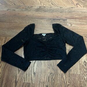 Black lace long sleeve top